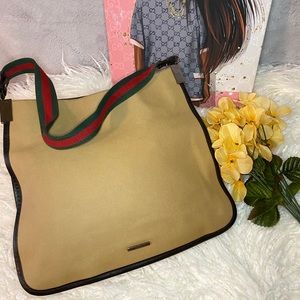 Vintage Gucci Sherry line Canvas Hobo Bag